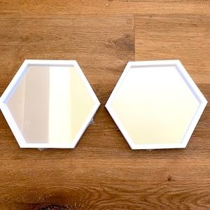 NWT White Hexagon Mirror Decor